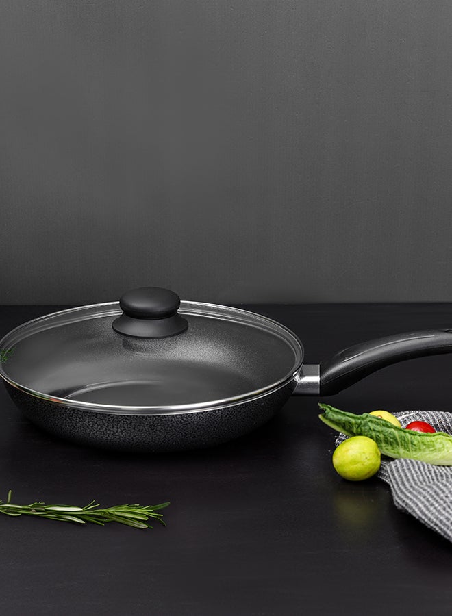26 Cm Frypan With Glass Lid 3 Layer Non-Stick Coating Pfoa Free Lead Free Size 26*4.5Cm, Multi Color Multi Color 26 cmcm