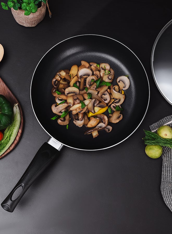 26 Cm Frypan With Glass Lid 3 Layer Non-Stick Coating Pfoa Free Lead Free Size 26*4.5Cm, Multi Color Multi Color 26 cmcm