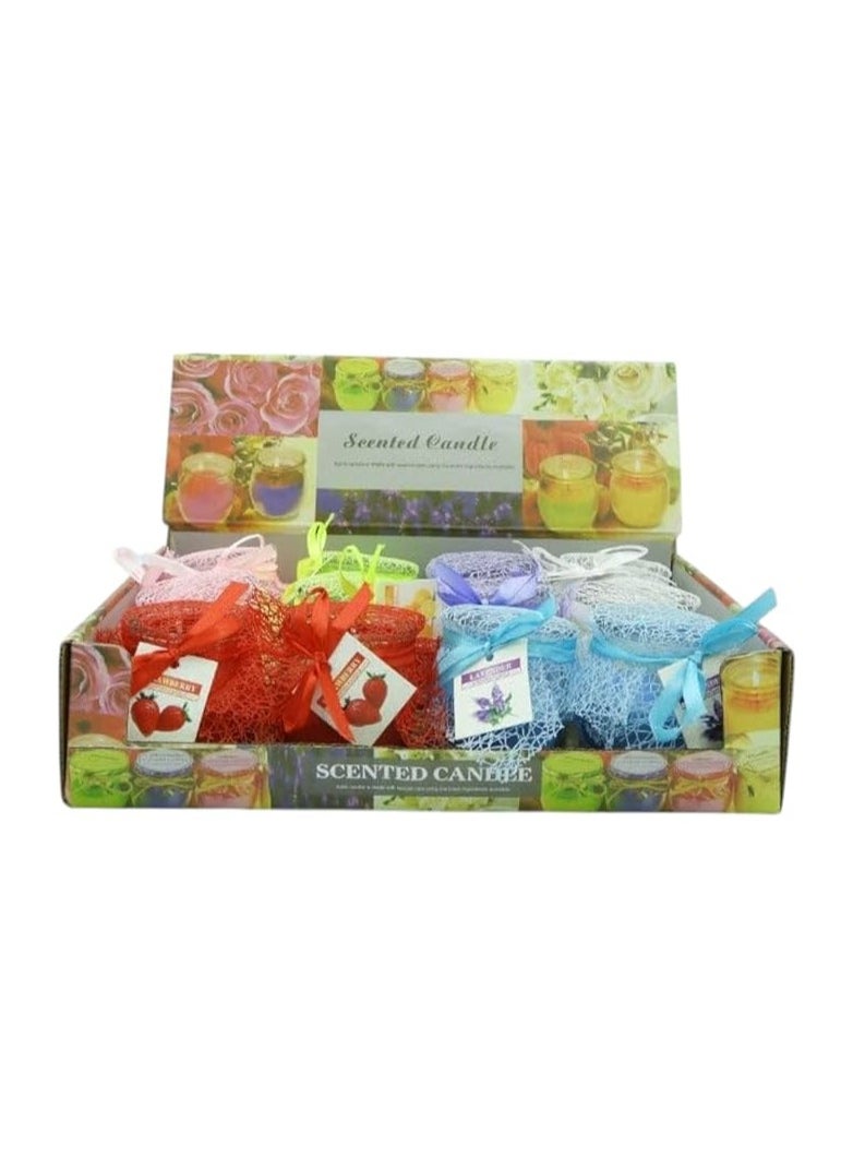 12-Pieces of Multi Scented Wrapped Gift Jar Candle with Pleasant Odor for Gift Multicolor 27x7x20cm