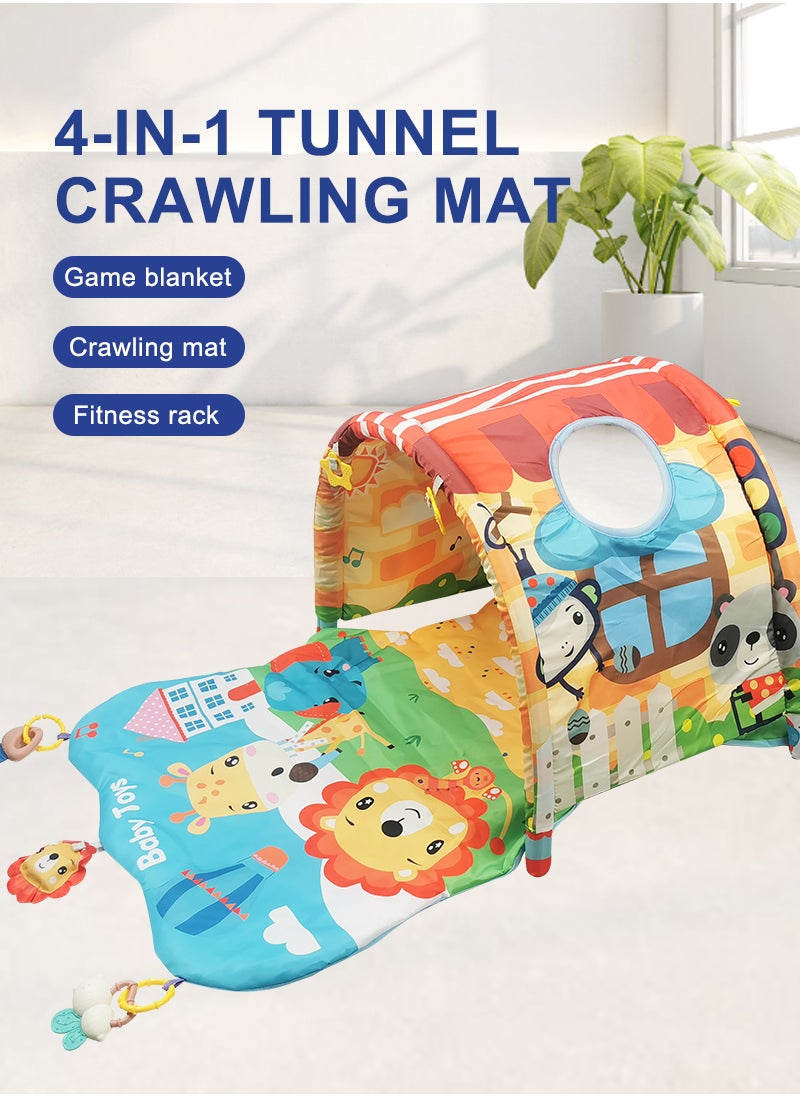 4-in-1 Baby Gym, Play Mat & Play Gym, Combination Baby Activity Gym with Sensory Exploration and Motor Skill Development