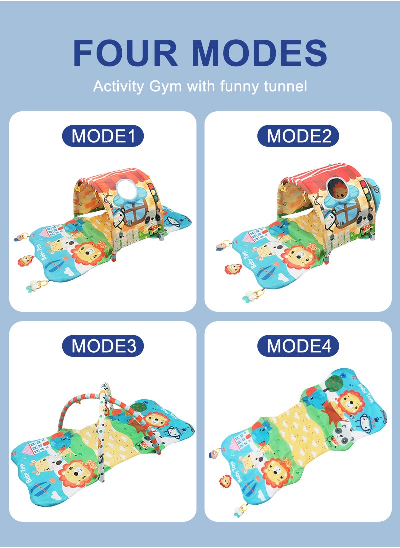 4-in-1 Baby Gym, Play Mat & Play Gym, Combination Baby Activity Gym with Sensory Exploration and Motor Skill Development