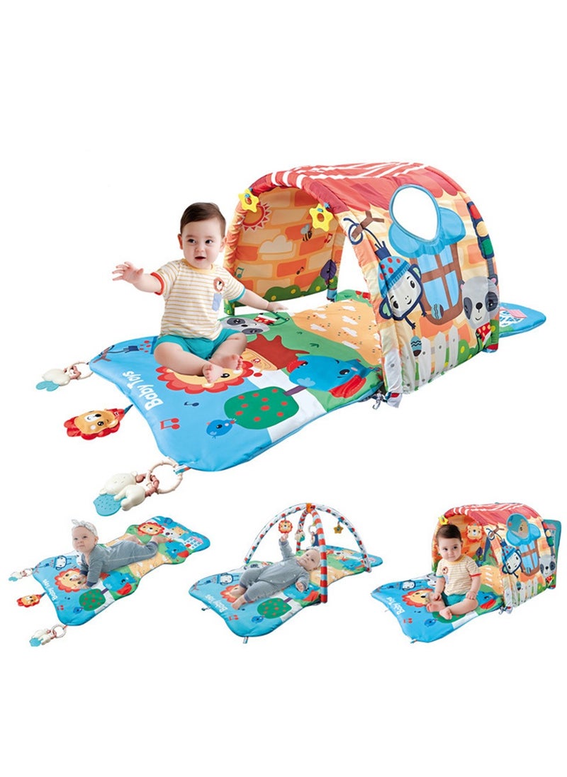 4-in-1 Baby Gym, Play Mat & Play Gym, Combination Baby Activity Gym with Sensory Exploration and Motor Skill Development