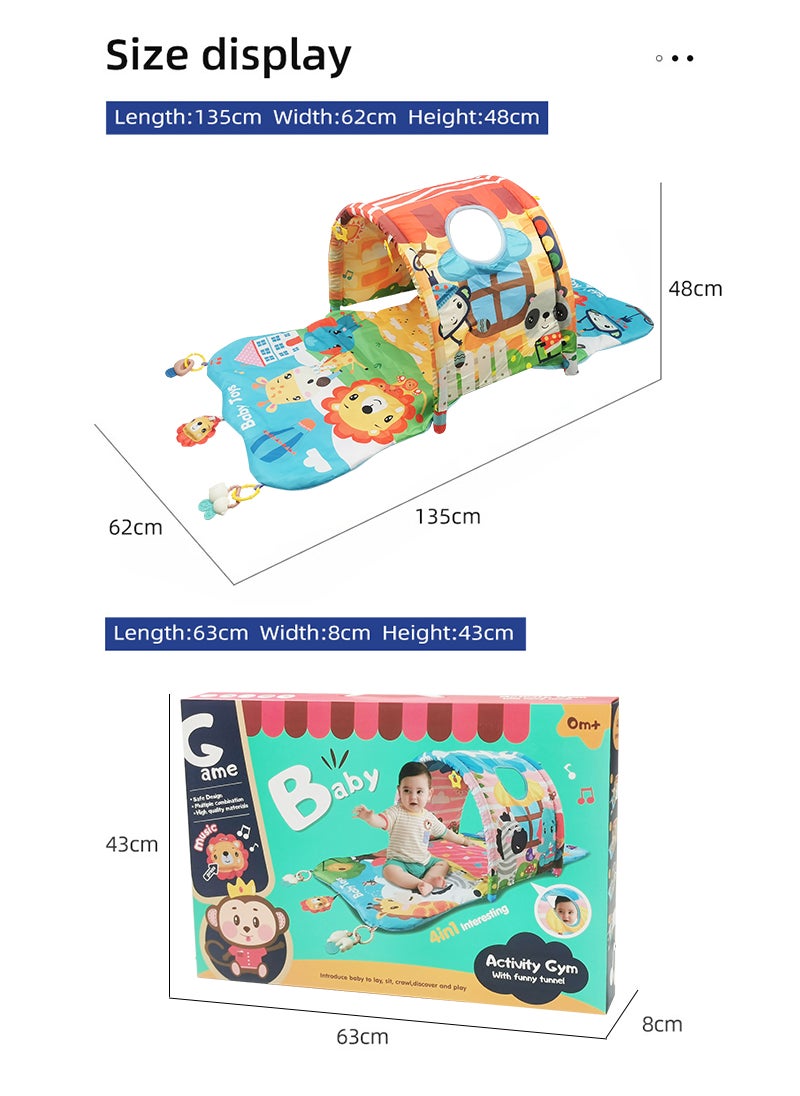 4-in-1 Baby Gym, Play Mat & Play Gym, Combination Baby Activity Gym with Sensory Exploration and Motor Skill Development