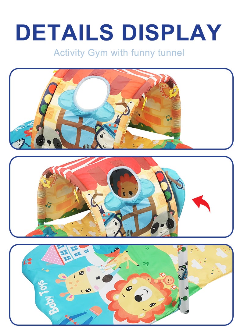 4-in-1 Baby Gym, Play Mat & Play Gym, Combination Baby Activity Gym with Sensory Exploration and Motor Skill Development