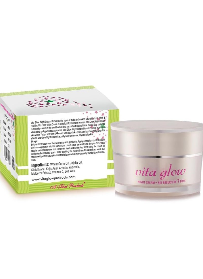 Vita Glow Night Brightening Cream 30g - Overnight Skin Tone Treatment with Natural Extracts - Dark Spot & Dullness Care