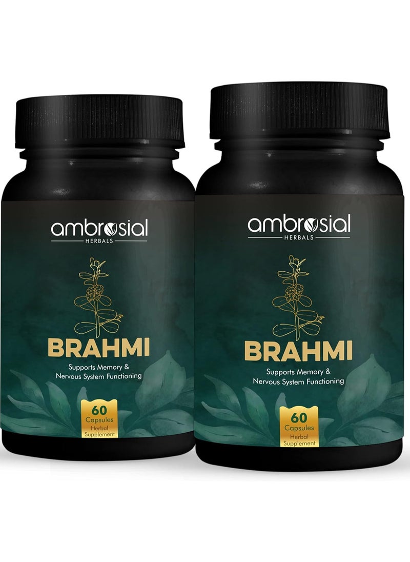 Brahmi 500 Mg Per Capsule High Strength Bacopa Monnierie Brain Booster Nootropics To Enhance Memory, Focus, Mental Stress And Anxiety 120 Vegan Capsules