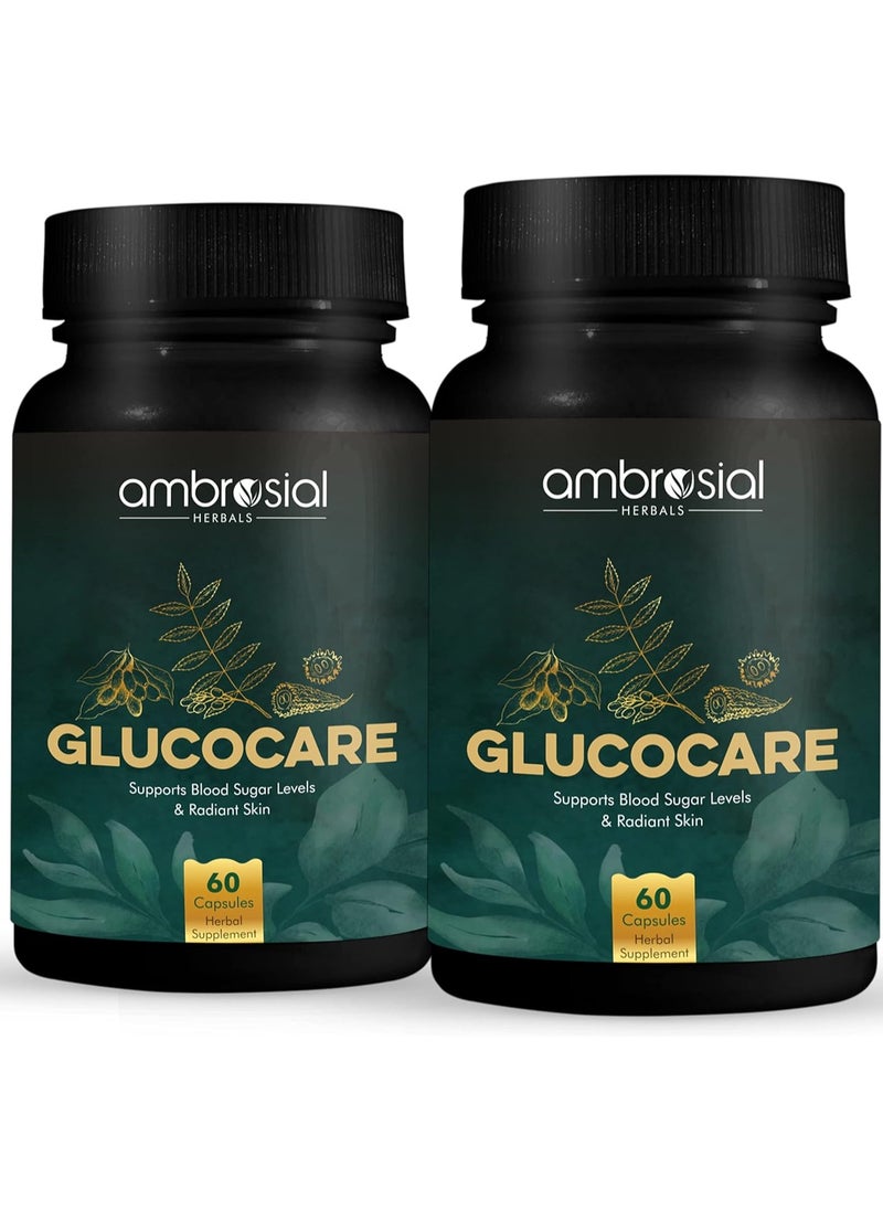 Glucocare Bitter Melon Neem Black Plum (Jamun) Sugar Support 100% Natural Ingredients Pack Of 2-120 Tablets