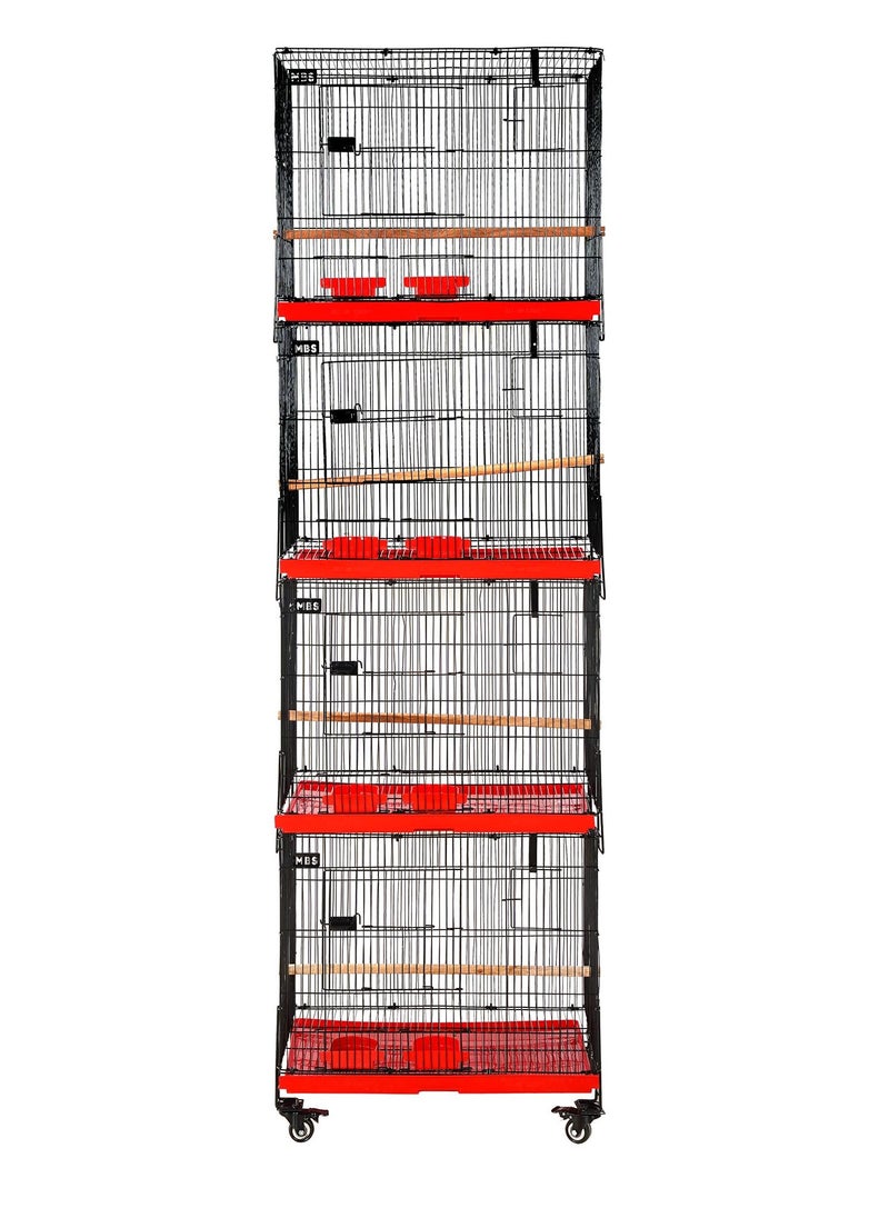 MBS Bird Cage Tower/Stackable  4 Floors, 4 Portions with 8 Hanging Breeding Boxes 45.72 x 60.96 x 189 cm