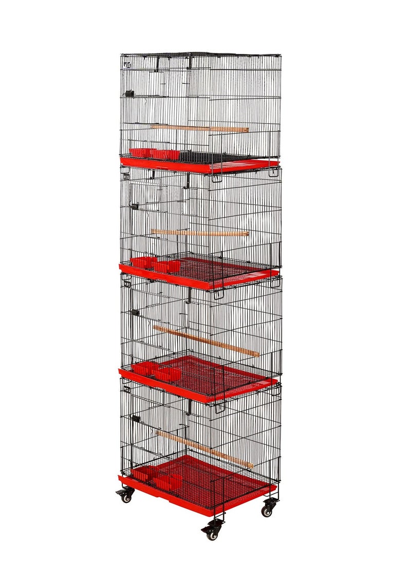 MBS Bird Cage Tower/Stackable  4 Floors, 4 Portions with 8 Hanging Breeding Boxes 45.72 x 60.96 x 189 cm