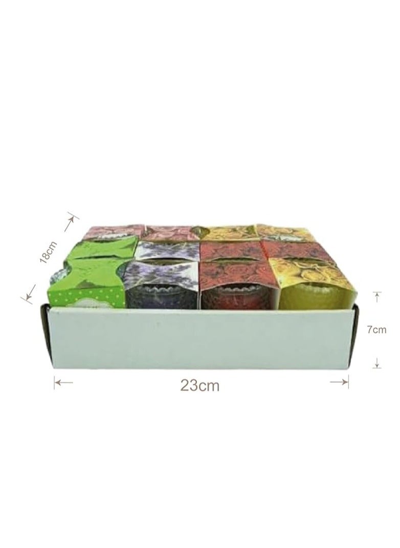 12-Pcs of Multiflowered Scented Jar Candle for Home Multicolor 23x7x18cm