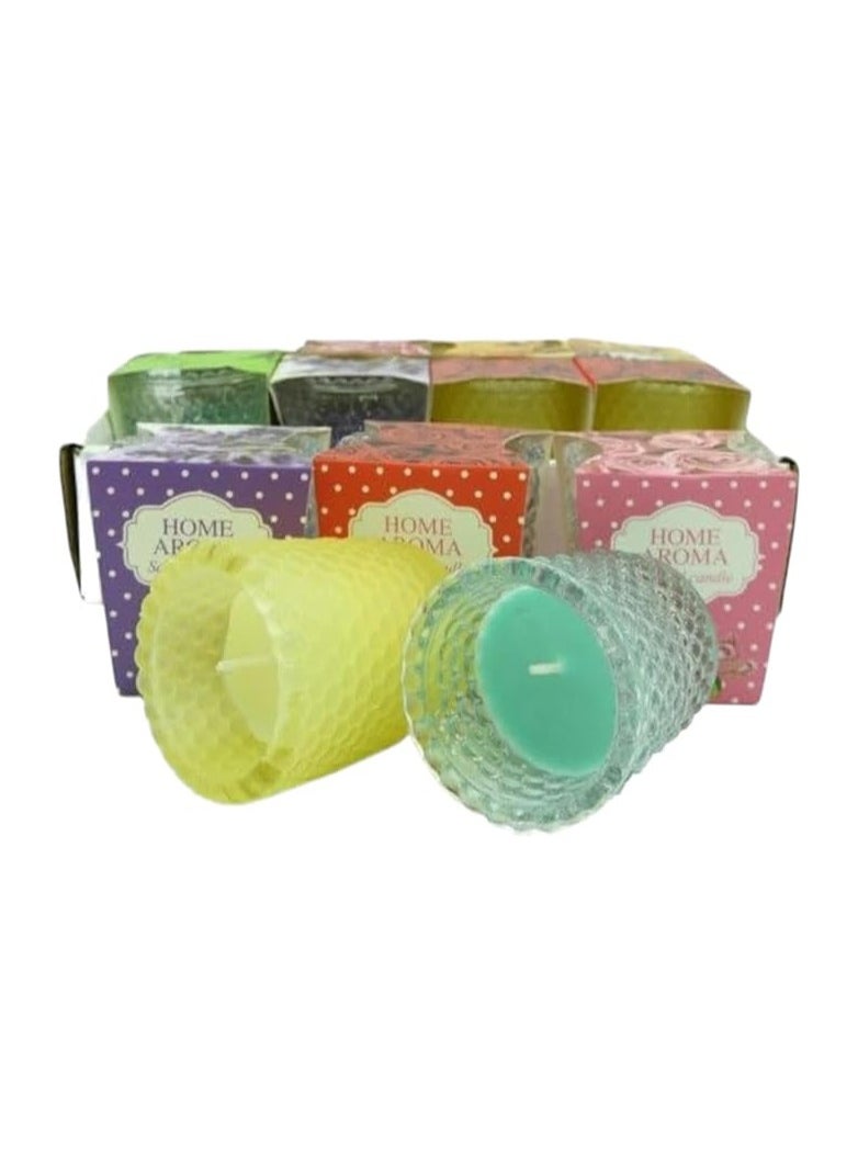 12-Pcs of Multiflowered Scented Jar Candle for Home Multicolor 23x7x18cm