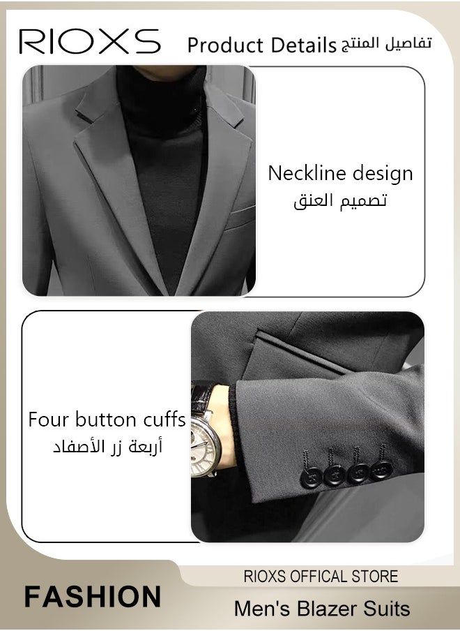 Men's Formal Blazer Long Sleeve Blazer Jacket One Button Slimming Casual Blazer Coat With Two Side Pockets Slim Fit Blazer For Business Wedding Prom Dinner Or Daily Wear