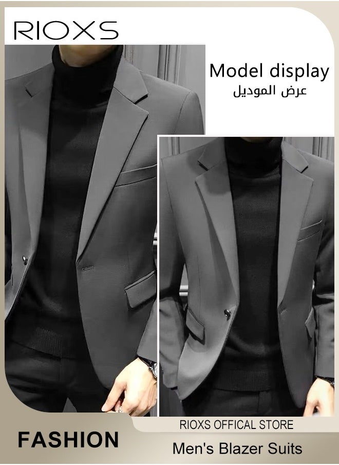 Men's Formal Blazer Long Sleeve Blazer Jacket One Button Slimming Casual Blazer Coat With Two Side Pockets Slim Fit Blazer For Business Wedding Prom Dinner Or Daily Wear