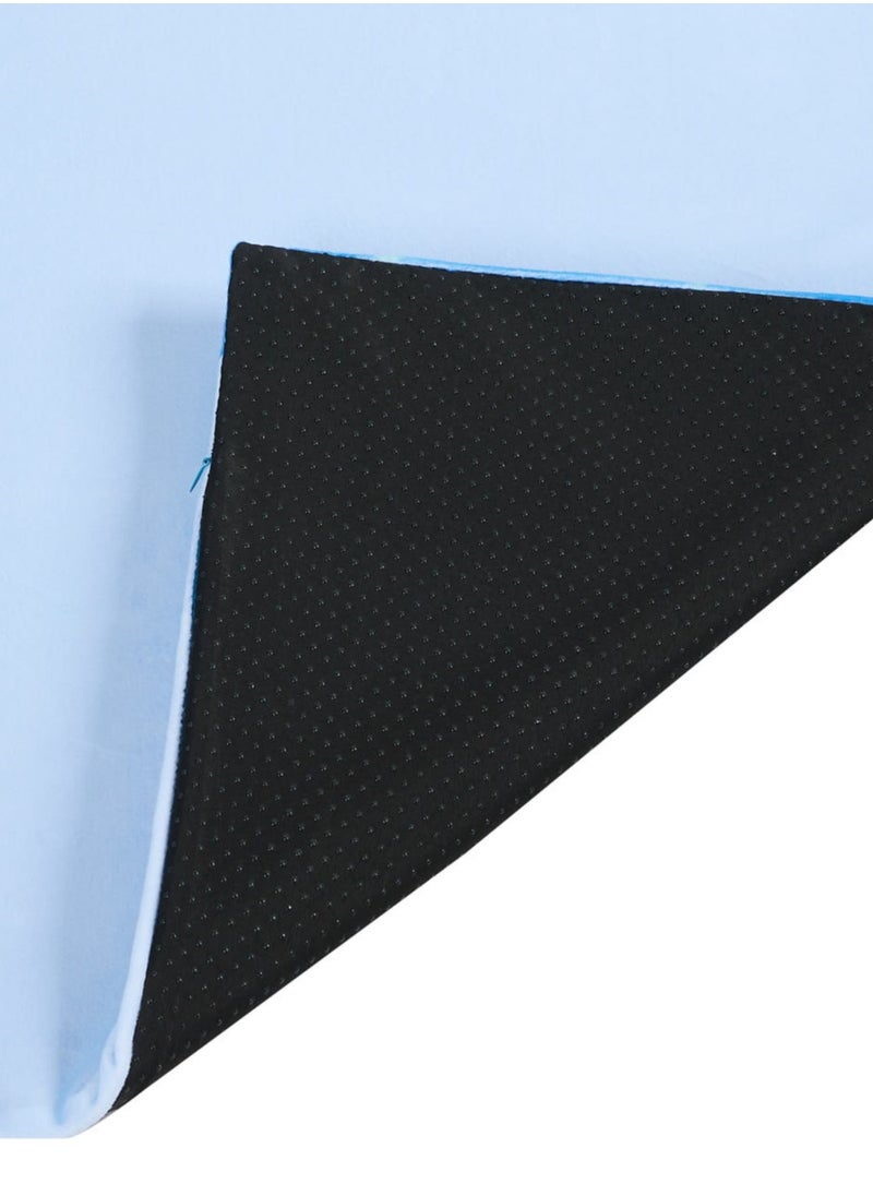 Luxury Padded Prayer Mat With Memory Foam Insert - Multan Inspired Design, Suede-Like Finish, Grippy Base, Comfortable Blue Prayer Rug (120x60 cm)