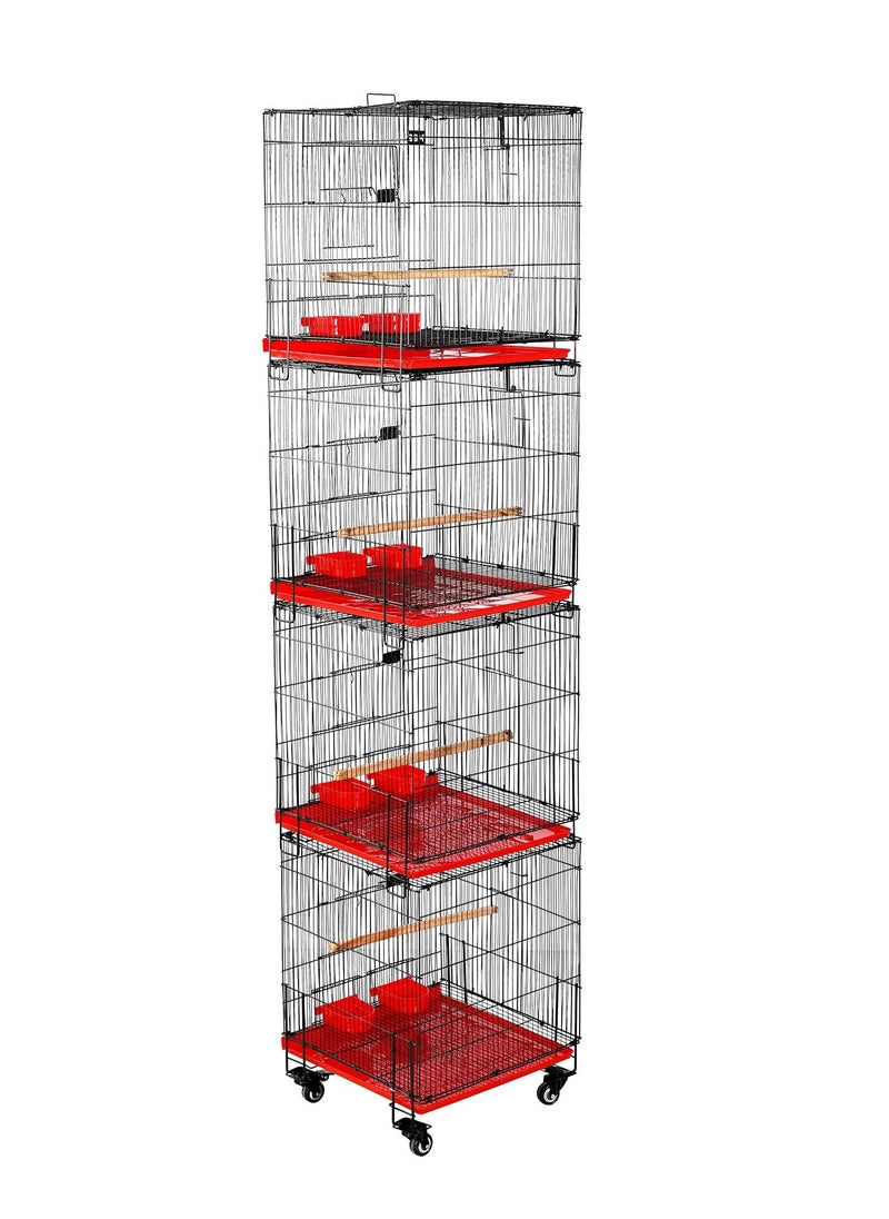 MBS Bird Cage Tower/Stackable 4 Floors, 4 Portions with Hanging Breeding Box Options 45.72 x 45.72 x 189 cm