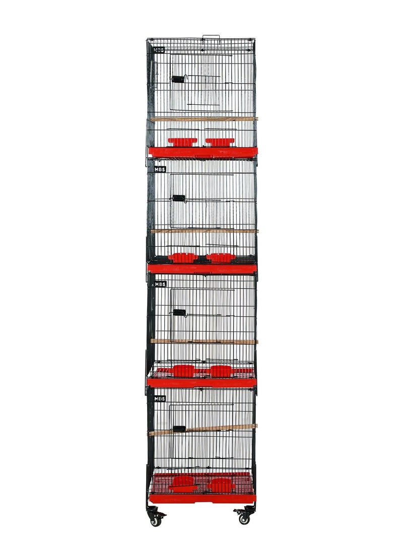 MBS Bird Cage Tower/Stackable 4 Floors, 4 Portions with Hanging Breeding Box Options 45.72 x 45.72 x 189 cm