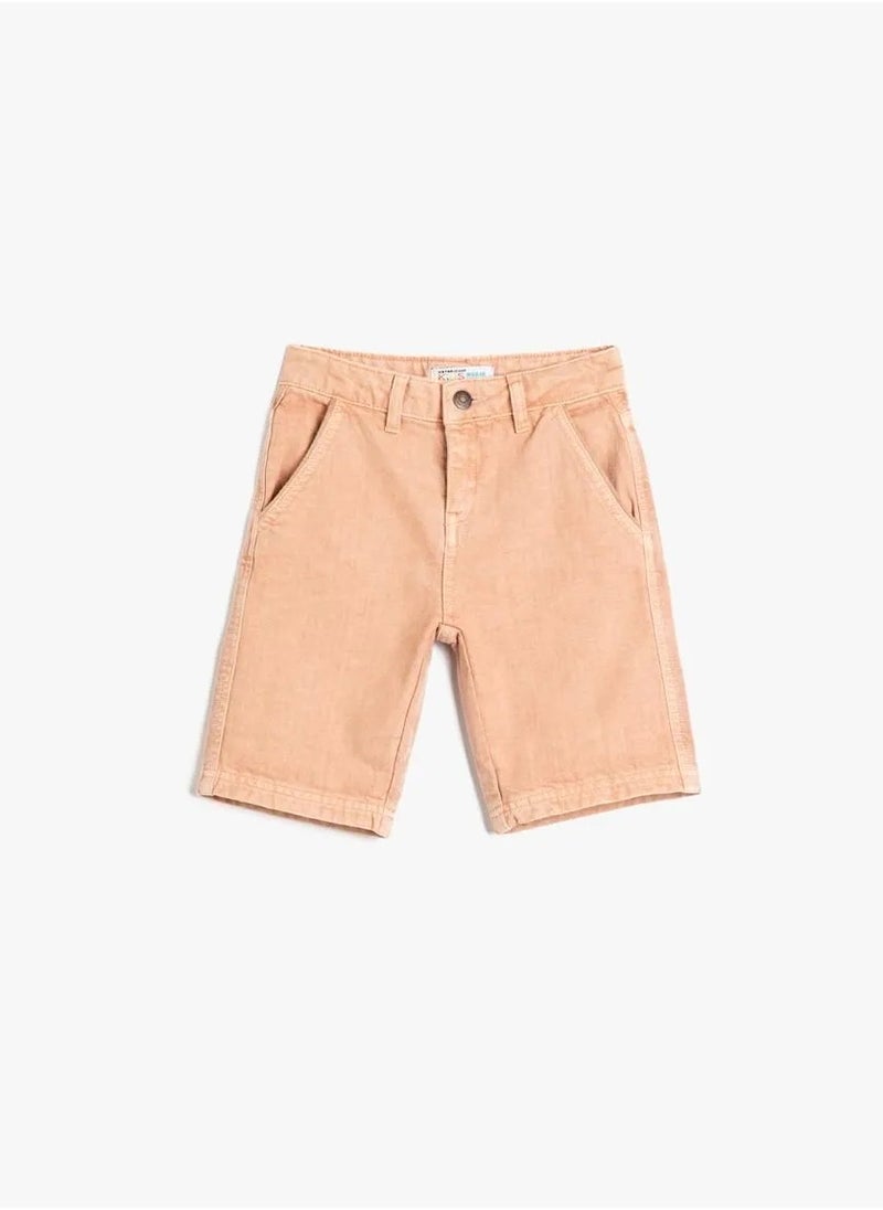 Jean Shorts Pockets Cotton