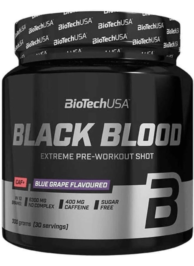 BiotechUSA Black Blood 300g - Pre-Workout Supplement for Energy, Focus, and Endurance (Café Blueberry Flavor)