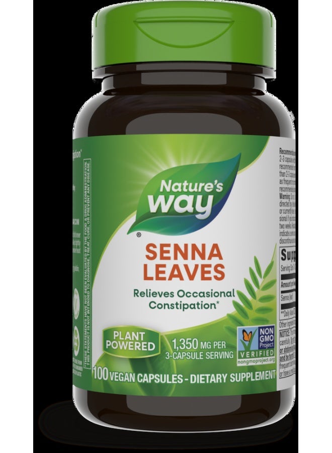 Senna Leaves 1350mg - 100 Vegan Capsules Packaging May Vary