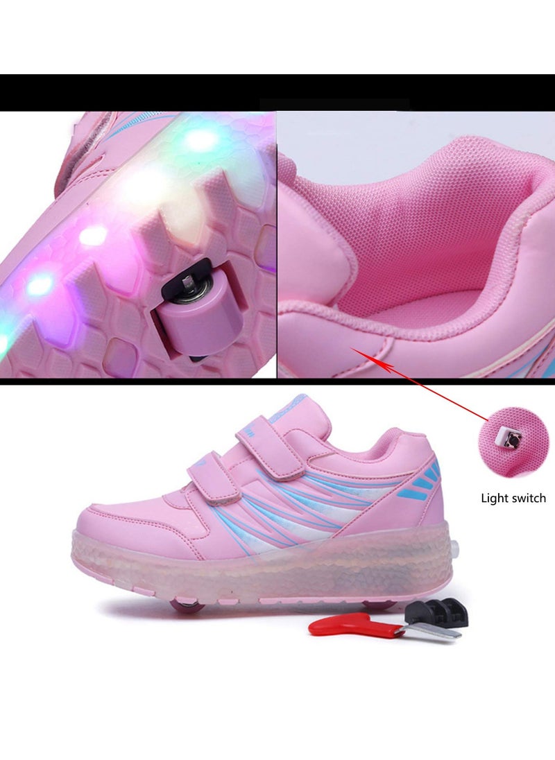 Kids Roller Skates Shoes USB Chargeable LED Light Up Shoes Wheels Roller Shoes Girls Sneakers Boys Best Gifts