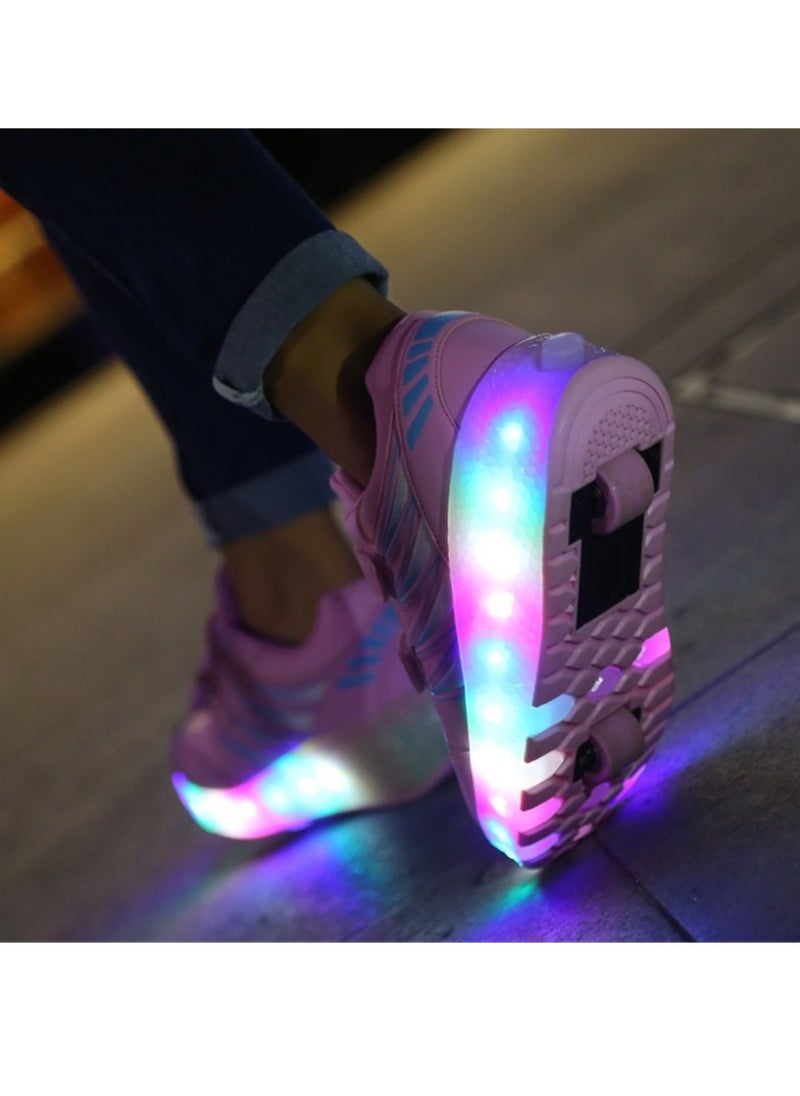 Kids Roller Skates Shoes USB Chargeable LED Light Up Shoes Wheels Roller Shoes Girls Sneakers Boys Best Gifts
