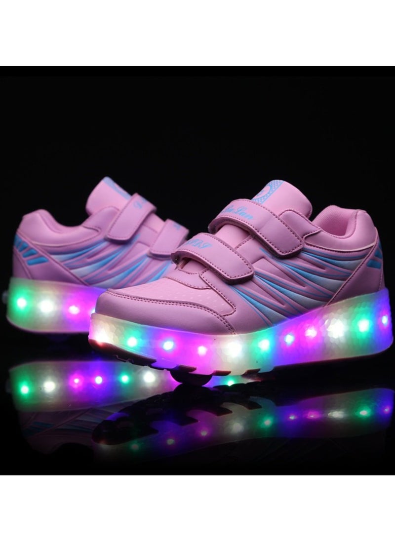 Kids Roller Skates Shoes USB Chargeable LED Light Up Shoes Wheels Roller Shoes Girls Sneakers Boys Best Gifts