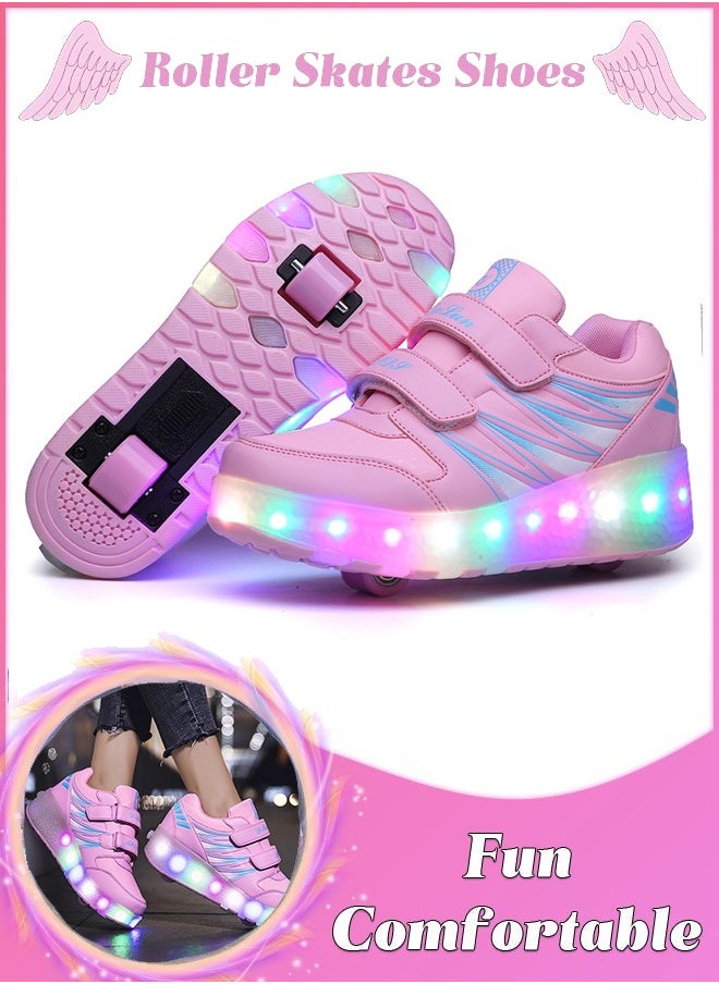 Kids Roller Skates Shoes USB Chargeable LED Light Up Shoes Wheels Roller Shoes Girls Sneakers Boys Best Gifts
