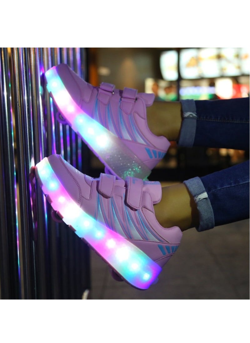 Kids Roller Skates Shoes USB Chargeable LED Light Up Shoes Wheels Roller Shoes Girls Sneakers Boys Best Gifts