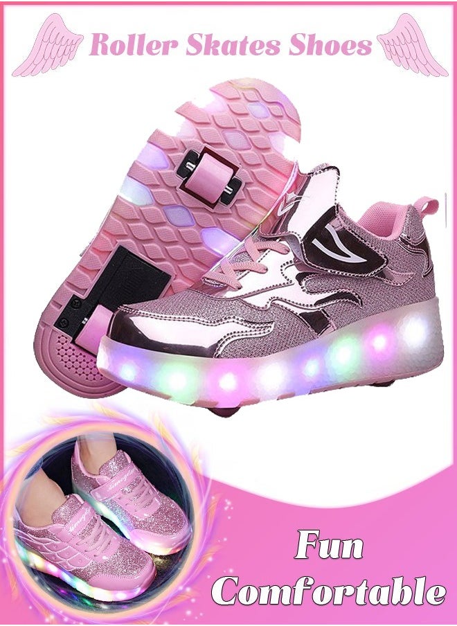 LED Flash Light Fashion Shiny Sneaker Skate Shoes With Wheels And Lightning Sole