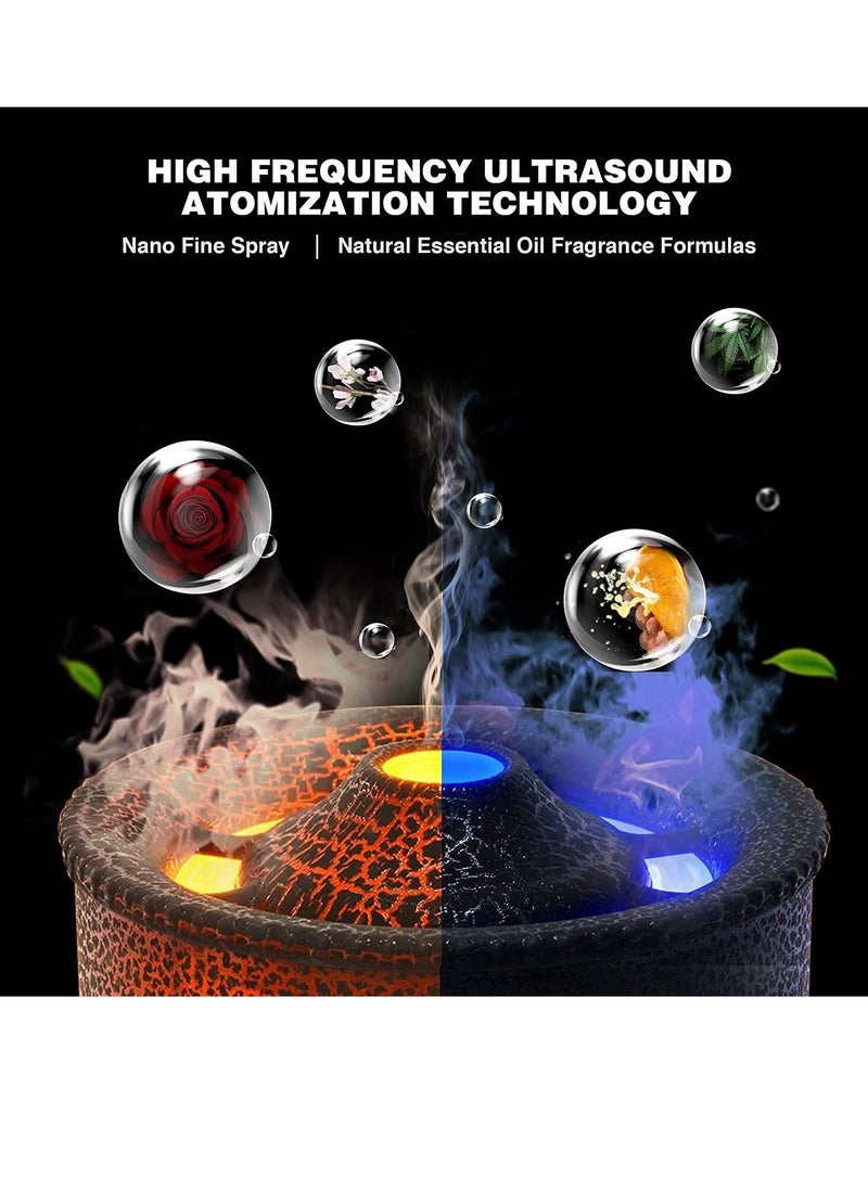 Simulated Volcano Aromatherapy Machine Flame Humidifier Air Diffuser Timer and Waterless Auto-Off For Home Office Yoga Gym