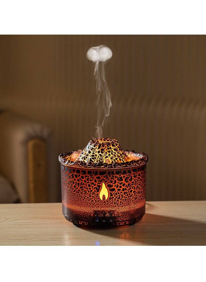 Simulated Volcano Aromatherapy Machine Flame Humidifier Air Diffuser Timer and Waterless Auto-Off For Home Office Yoga Gym