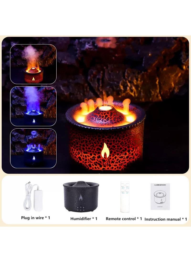 Simulated Volcano Aromatherapy Machine Flame Humidifier Air Diffuser Timer and Waterless Auto-Off For Home Office Yoga Gym