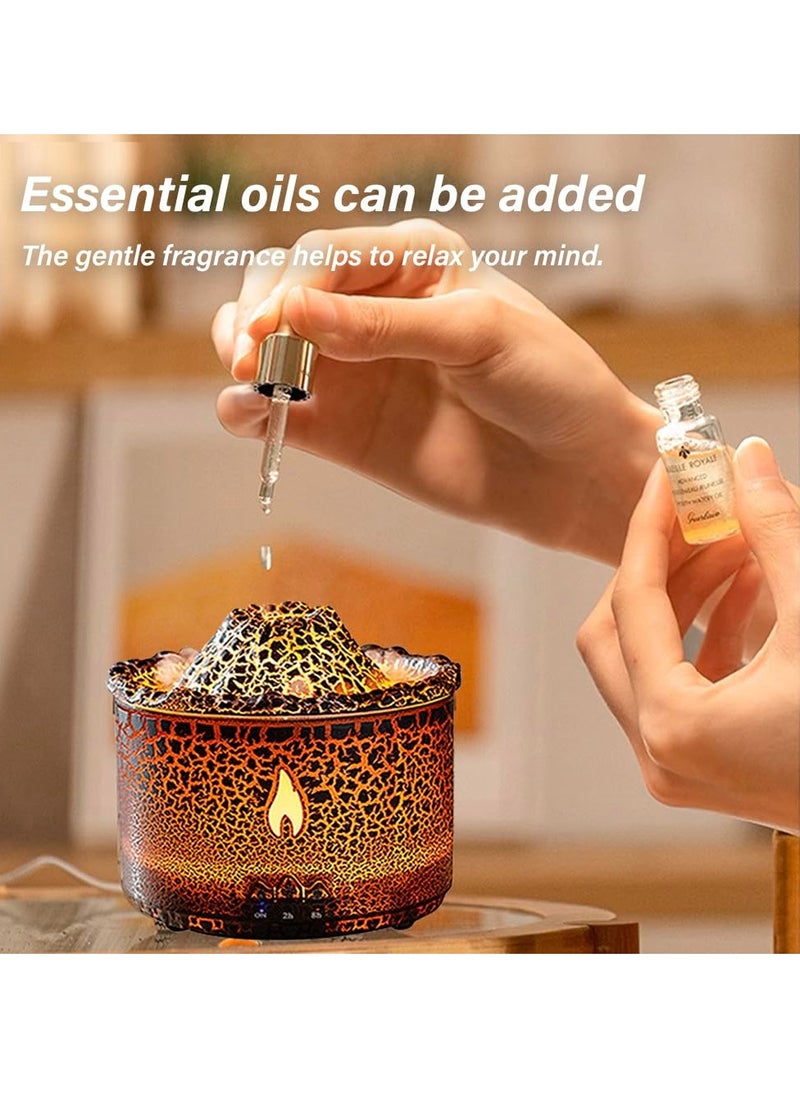 Simulated Volcano Aromatherapy Machine Flame Humidifier Air Diffuser Timer and Waterless Auto-Off For Home Office Yoga Gym