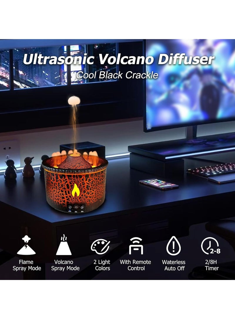 Simulated Volcano Aromatherapy Machine Flame Humidifier Air Diffuser Timer and Waterless Auto-Off For Home Office Yoga Gym