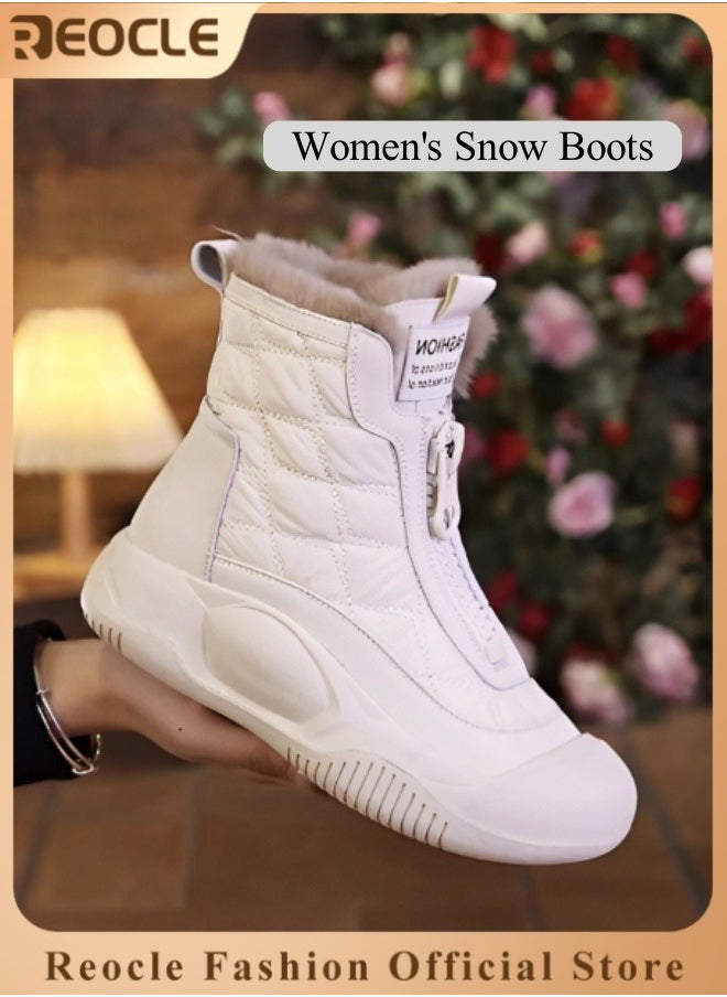 Women's Snow Boots Comfortable Anti-slip Short Shoes Warm Fur Lined Waterproof Booties Minimalist Winter Snow Boots High Top Snow Boots