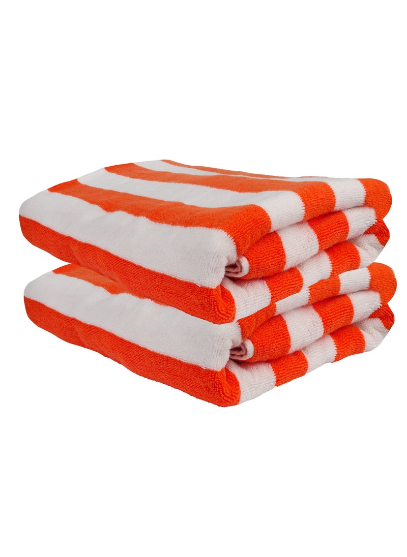 2-Pieces Oversized Beach Towels Extra Large 100% Cotton Summer Pool Cabana Stripe Highly Absorbent And Soft Towel