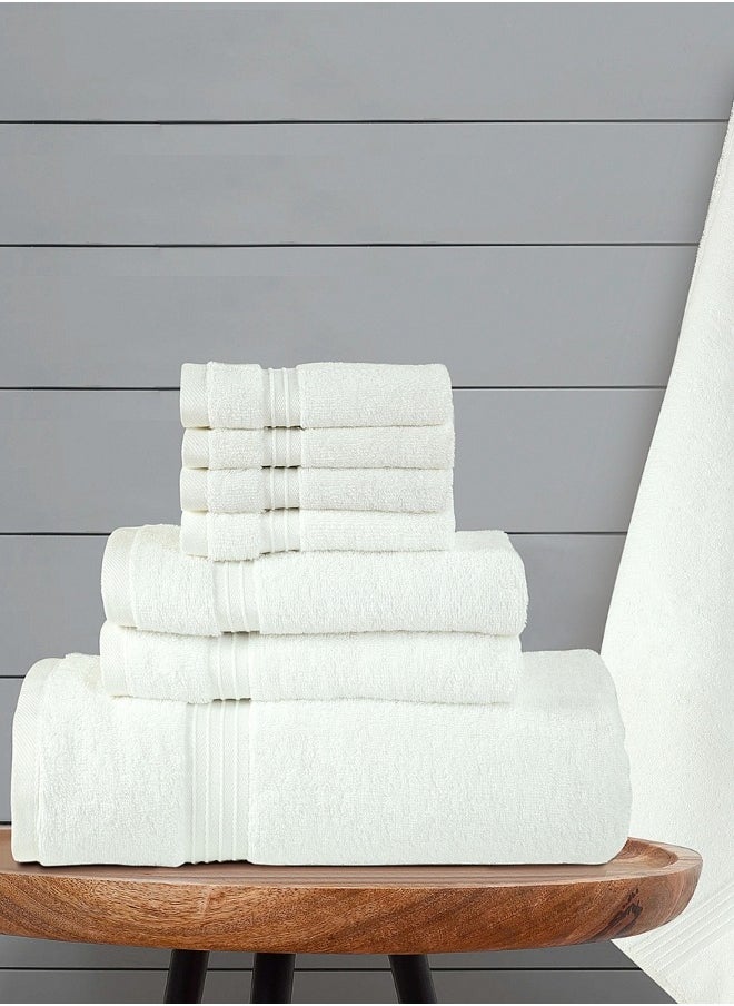 Bliss Casa 8 Piece Towel Set; 2 Bath Towels, 2 Hand Towels and 4 Washcloths - 550 GSM 100% Combed Cotton Quick Dry Highly Absorbent Thick Bathroom Towels - Soft Hotel Quality for Bath and Spa