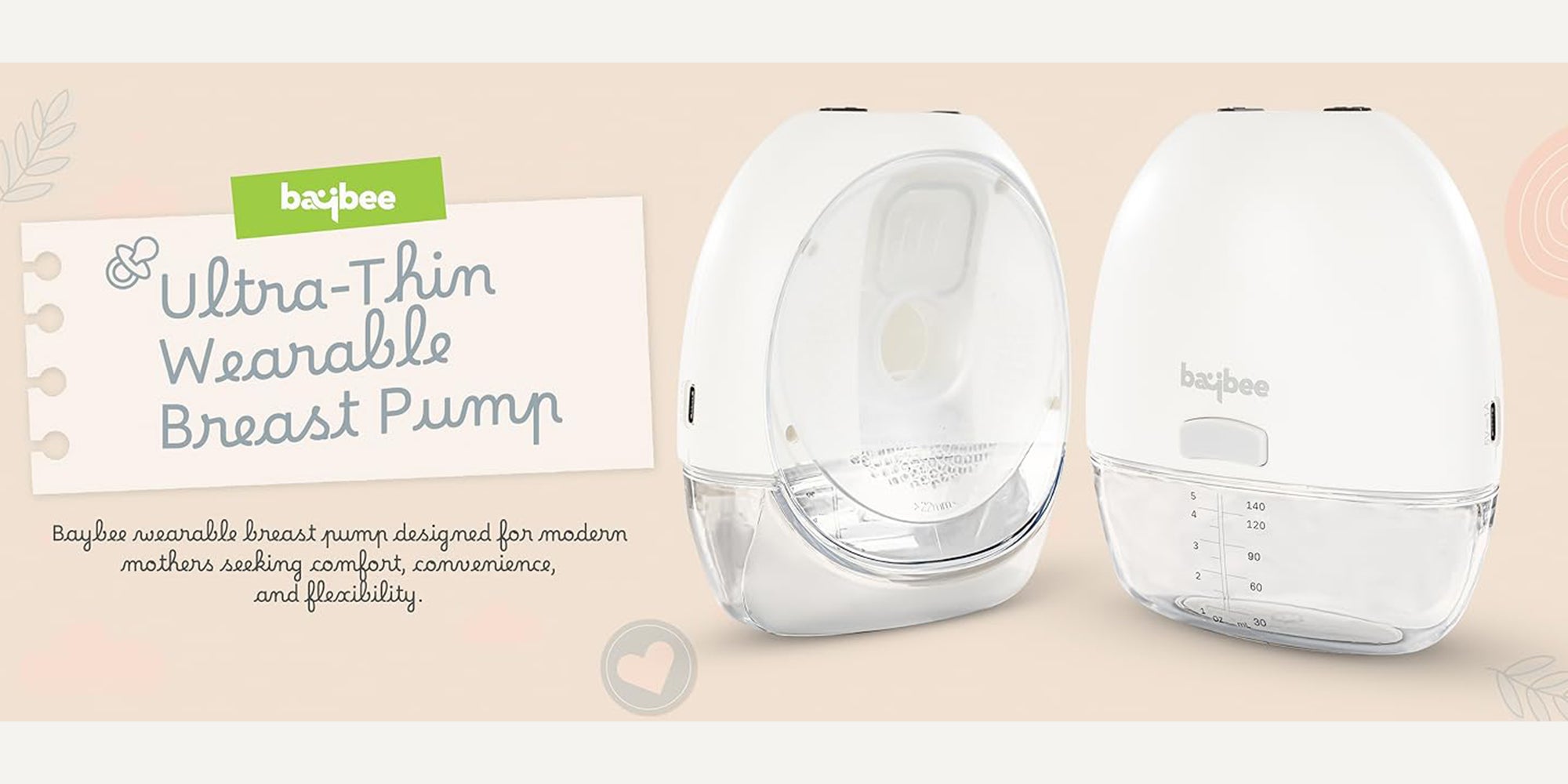 Automatic Ultra Slim Wearable Electric Breast Pump  With Led Display, 3 Modes, 9 Level Suction Adjustment And 3 Sizes