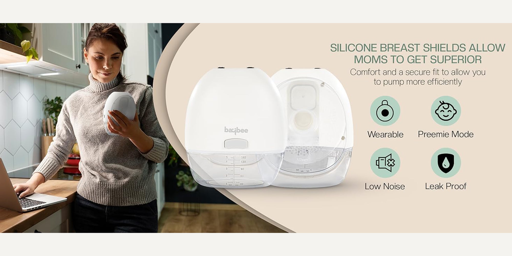 Automatic Ultra Slim Wearable Electric Breast Pump  With Led Display, 3 Modes, 9 Level Suction Adjustment And 3 Sizes