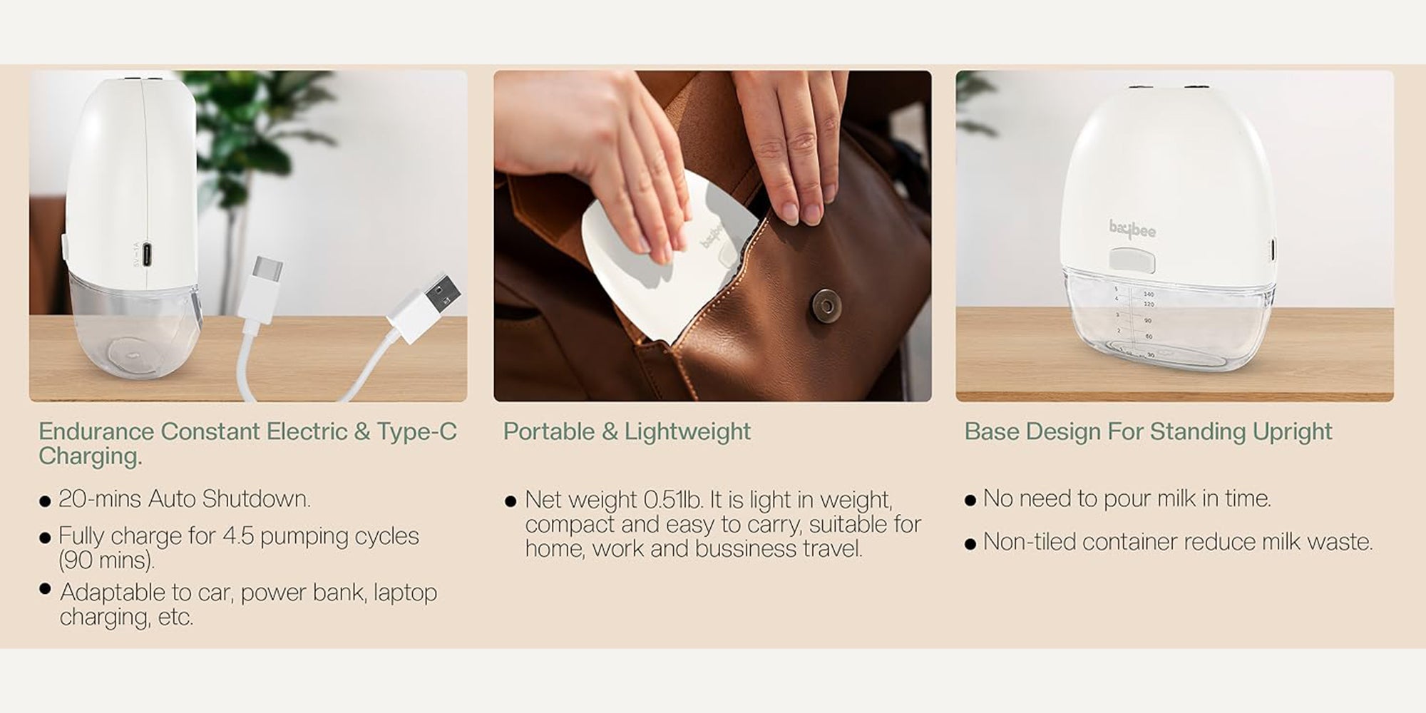 Automatic Ultra Slim Wearable Electric Breast Pump  With Led Display, 3 Modes, 9 Level Suction Adjustment And 3 Sizes