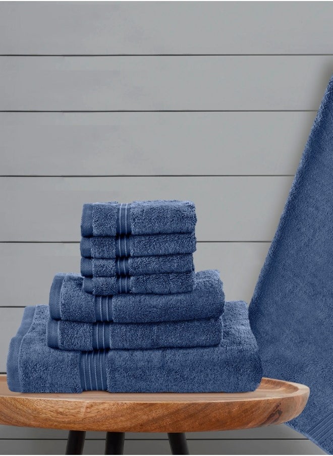 8-Piece Towel Set, 100% Combed Cotton 550 GSM Superior Quality Includes 2 Bath Towels (70x140 cm), 2 Hand Towels (40x70 cm), 4 Washcloths (30x30 cm)