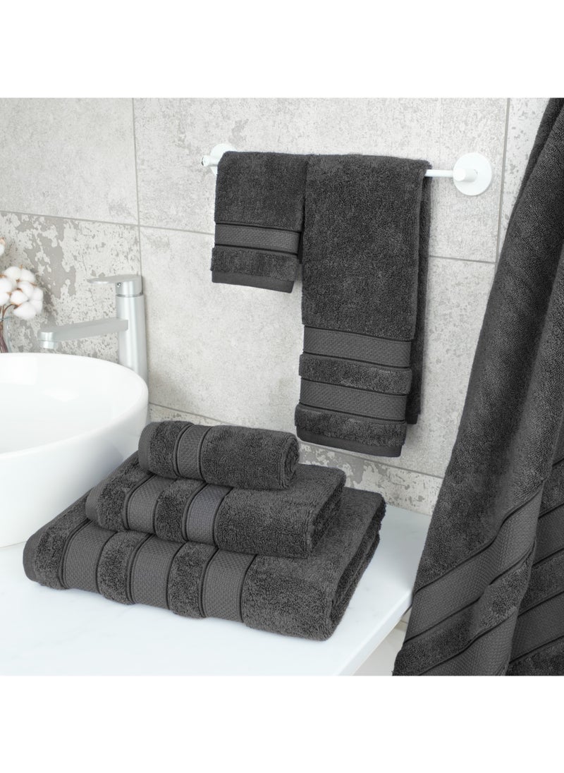 6-Piece Towel Set 100% Turkish Genuine Cotton Super Soft & Absorbent Luxury Hotel Quality 600 GSM Cotton Bathroom Towels, 2 Bath Towels, 2 Hand Towels, 2 Washcloths, Grey