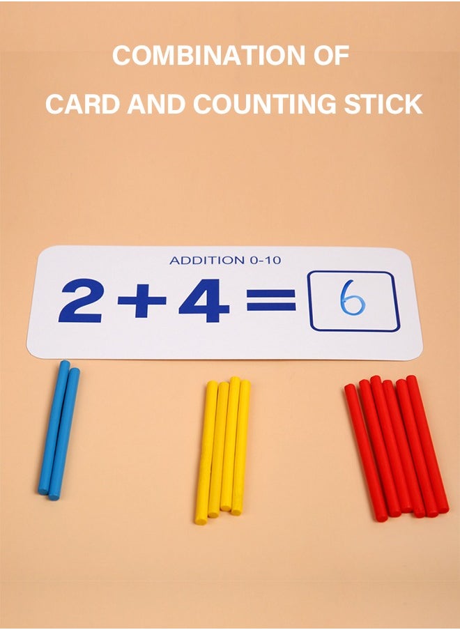 152Pcs Colorful Counting Stick Calculation Math Educational Toy,Foam Number Blocks and Calculation Cards,Learning Materials Preschool Teaching Tools Gift for Toddlers Kids