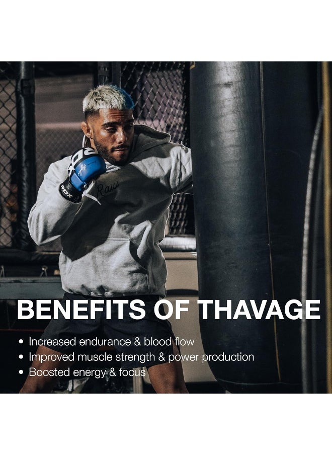 RAW Pre Workout Powder, Thavage - Chris Bumstead Sports Nutrition Supplement for Men & Women - Cbum Preworkout for Working Out, Hydration, Mental Focus & Energy - 40 Servings (Peach Bum)