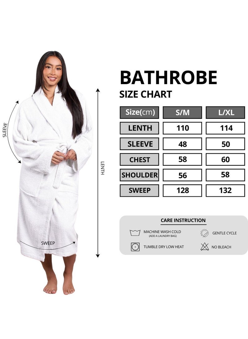 Luxury Shawl Bathrobe Ultra Soft, 100% Cotton Shawl Collar Robe for Men & Women, Hotel & Home Comfort (L/XL), Grey
