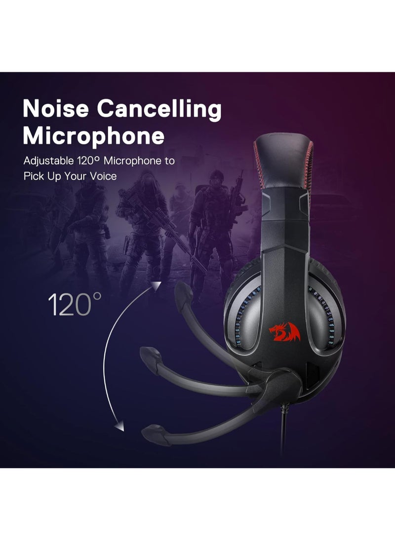 H211 RGB Wired Gaming Headset, 7.1 Surround Sound, Memory Foam Ear Pads, Lightweight Over-Ear Headset with mic, Multi-Platforms Headphones, Works with PC, Xbox Series, NS