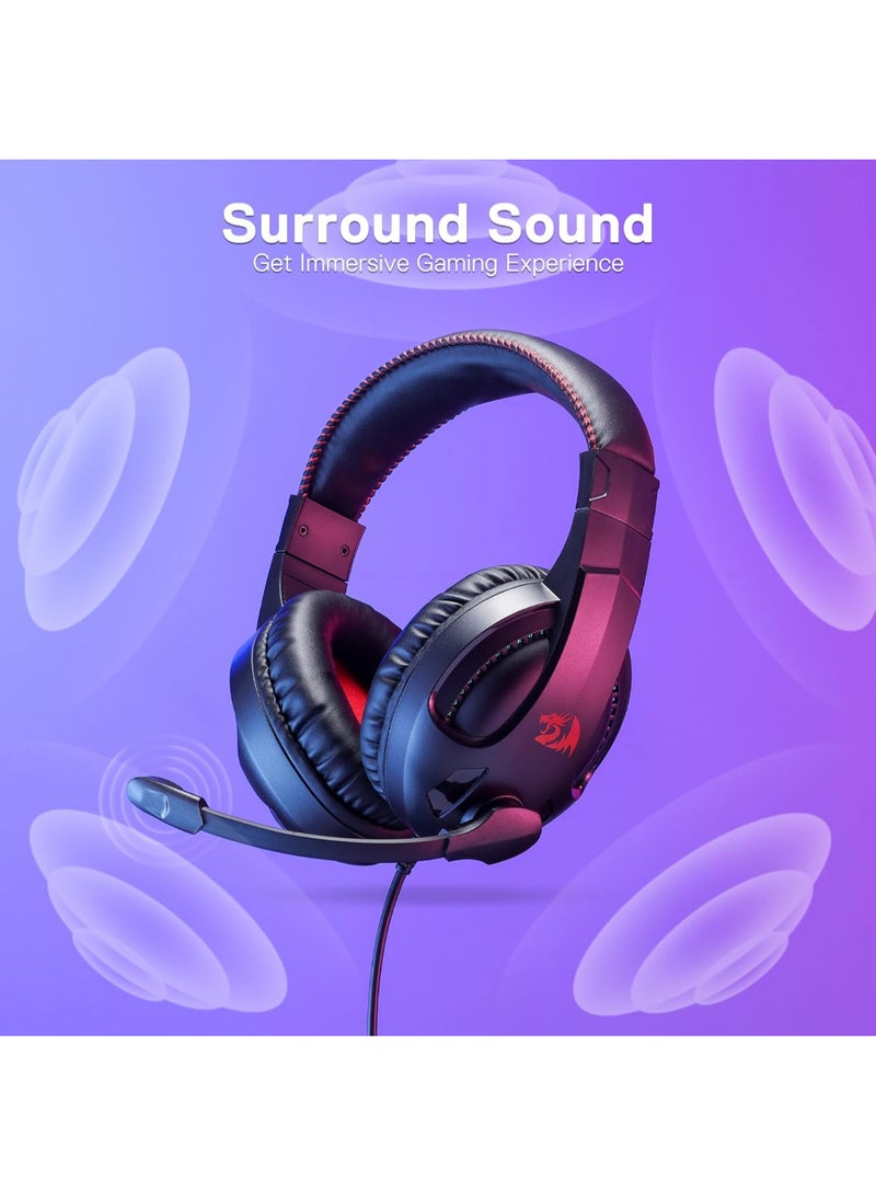H211 RGB Wired Gaming Headset, 7.1 Surround Sound, Memory Foam Ear Pads, Lightweight Over-Ear Headset with mic, Multi-Platforms Headphones, Works with PC, Xbox Series, NS