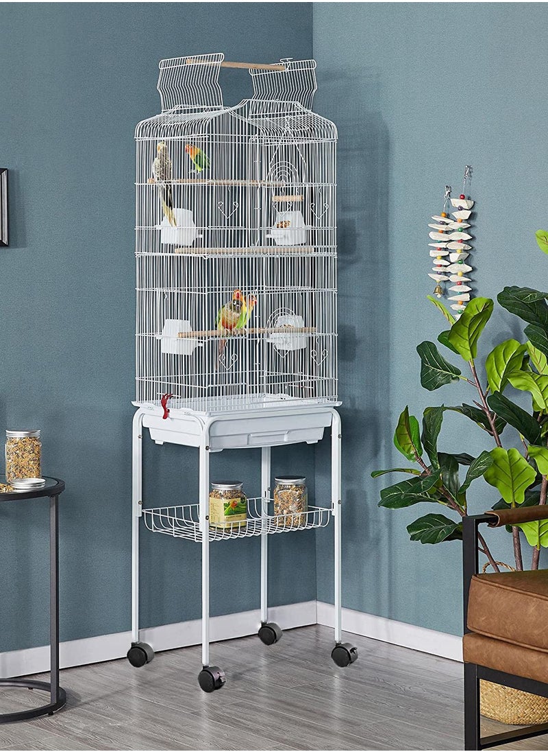 Egardenkart® Open Play Top Bird cage with Rolling Stand for Cockatiel Sun Conure Parakeet (Black)