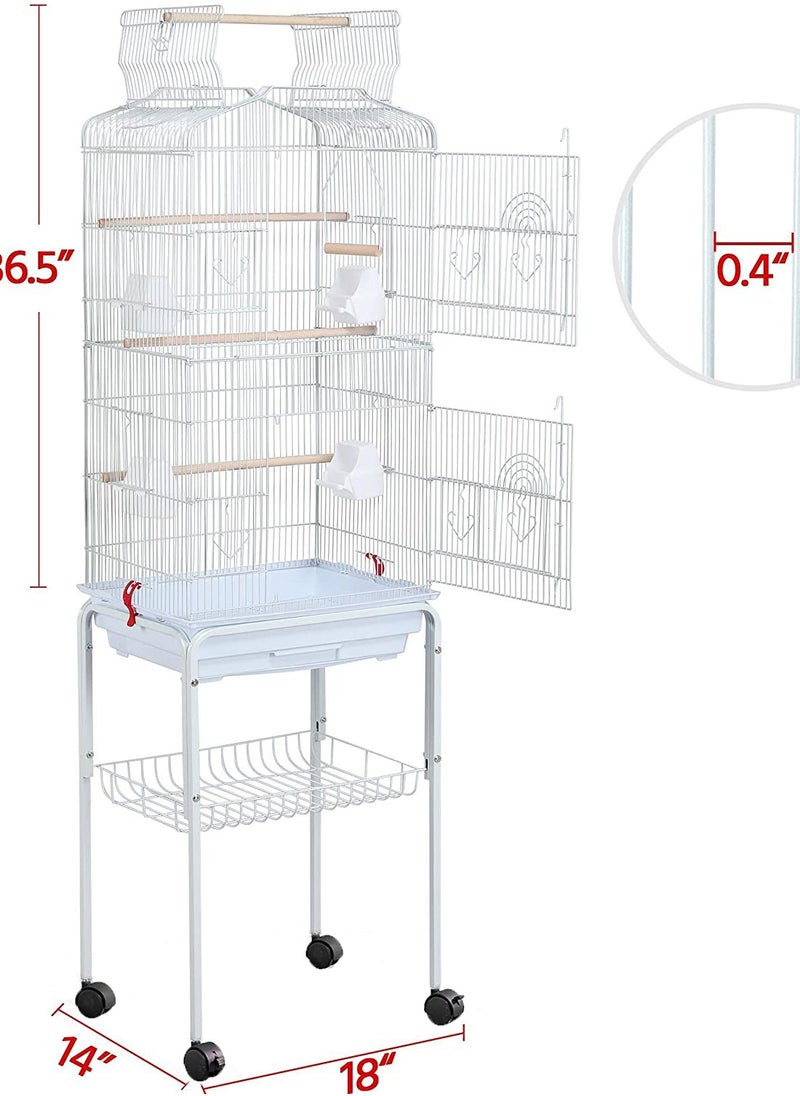 Egardenkart® Open Play Top Bird cage with Rolling Stand for Cockatiel Sun Conure Parakeet (Black)