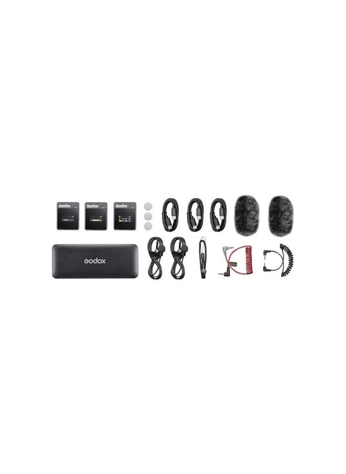 GODOX MoveLink M2 II 2.4GHz Wireless Lavalier Microphone (2 TX+1 RX+Charging Case), 100m (328ft.) Range, Noise Cancelling Mic, Wireless Microphone for PC, Record Interview, TikTok Vlog
